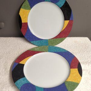 Mikasa Currents Dinner Plates (2) 11" Perfect Condition